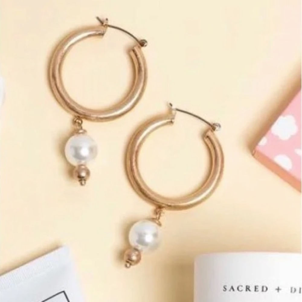 8 other reasons x Sophia Richie Pearl gold hoops earrings